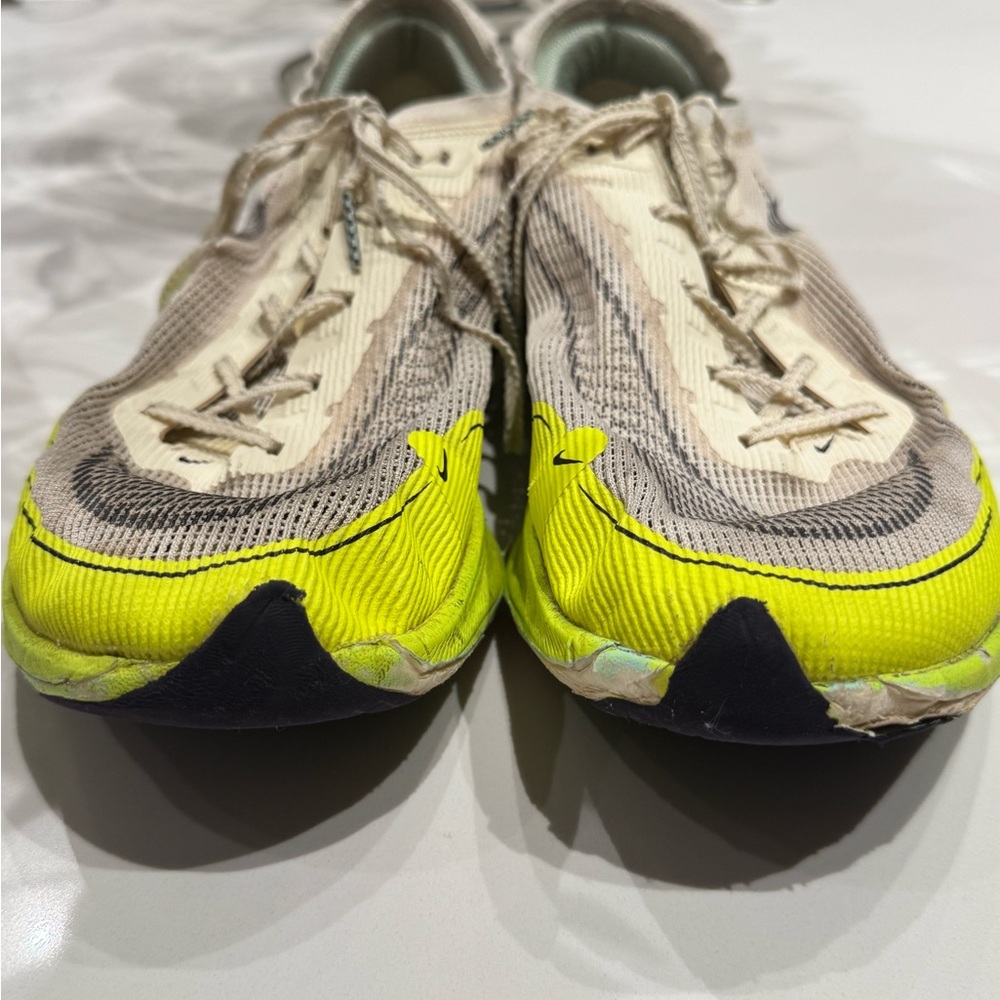 Nike Cream and Neon Yellow Running Shoes